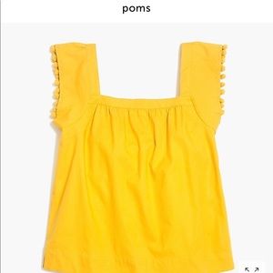 J Crew Square Neck Poplin With Pom Pom